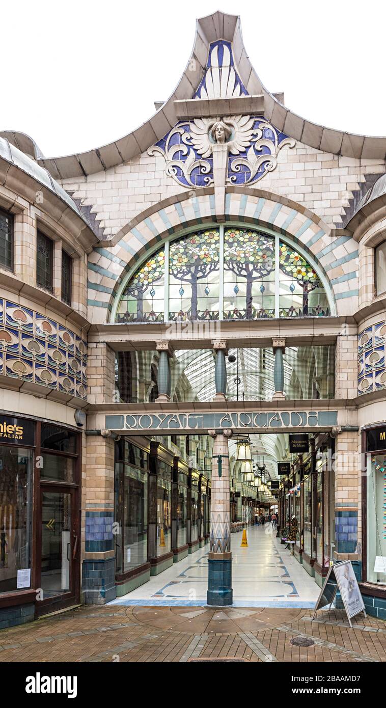 Eintritt zur Royal Arcade, Norwich, Norfolk, England, Großbritannien Stockfoto