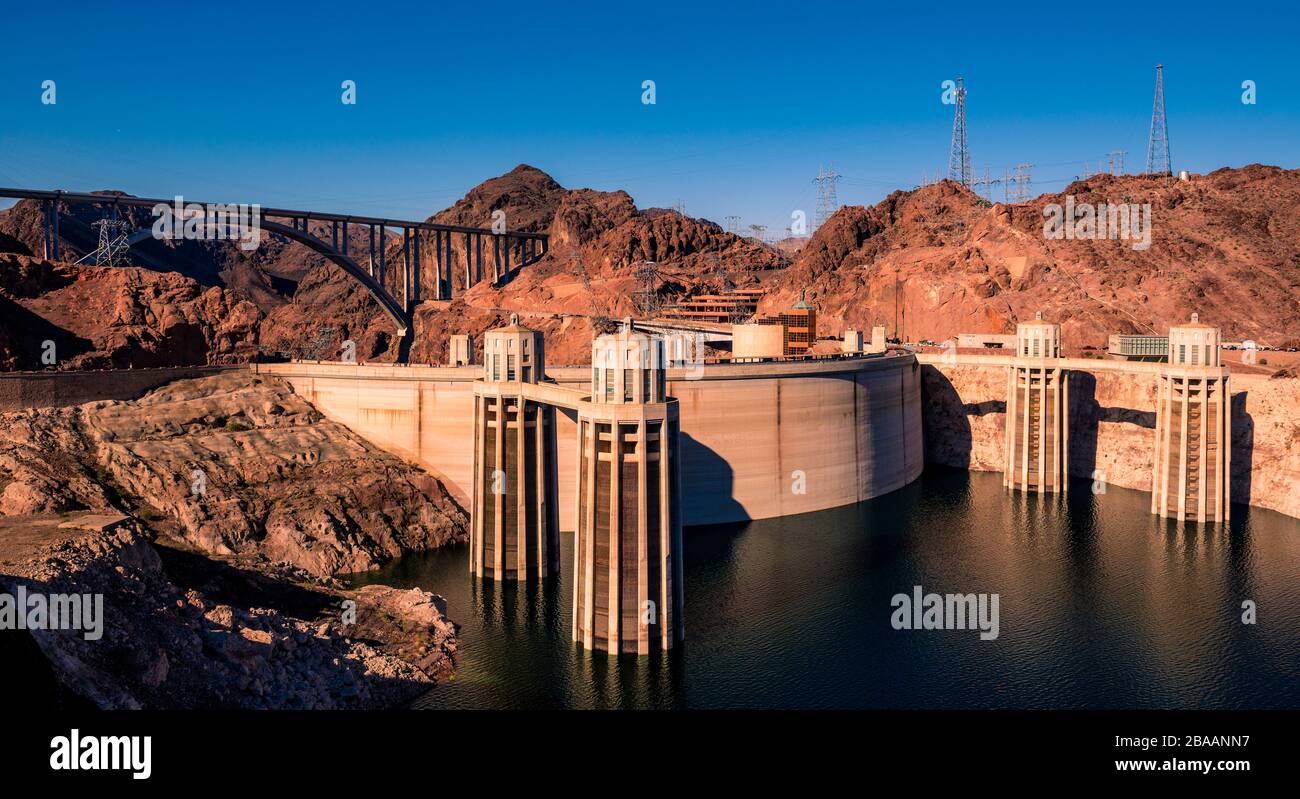 Hoover Dam an der Grenze zu Colorado River, Nevada und Arizona, USA Stockfoto