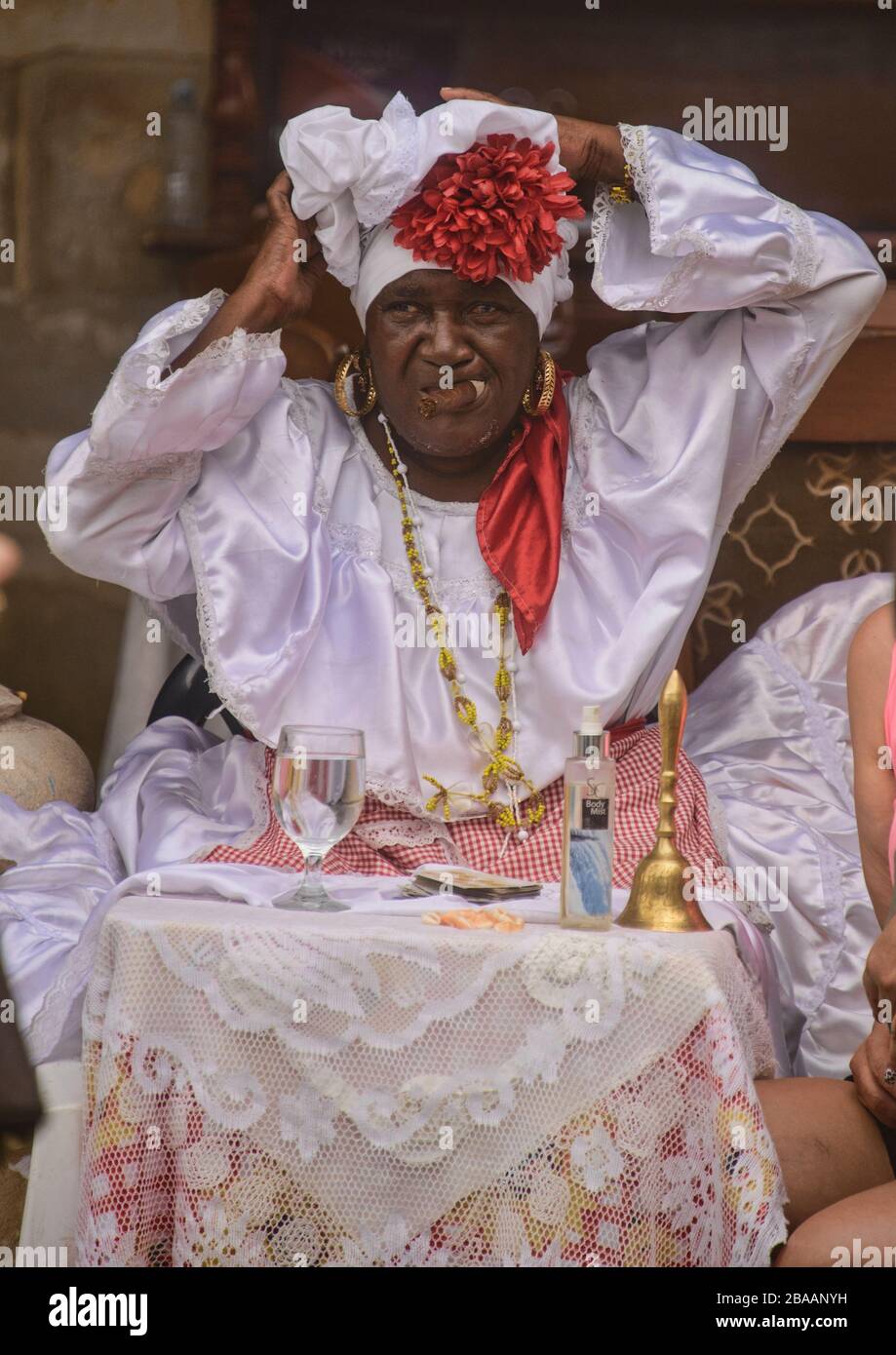 Traditioneller Wahrsager in Havanna Vieja, Havanna, Kuba Stockfoto