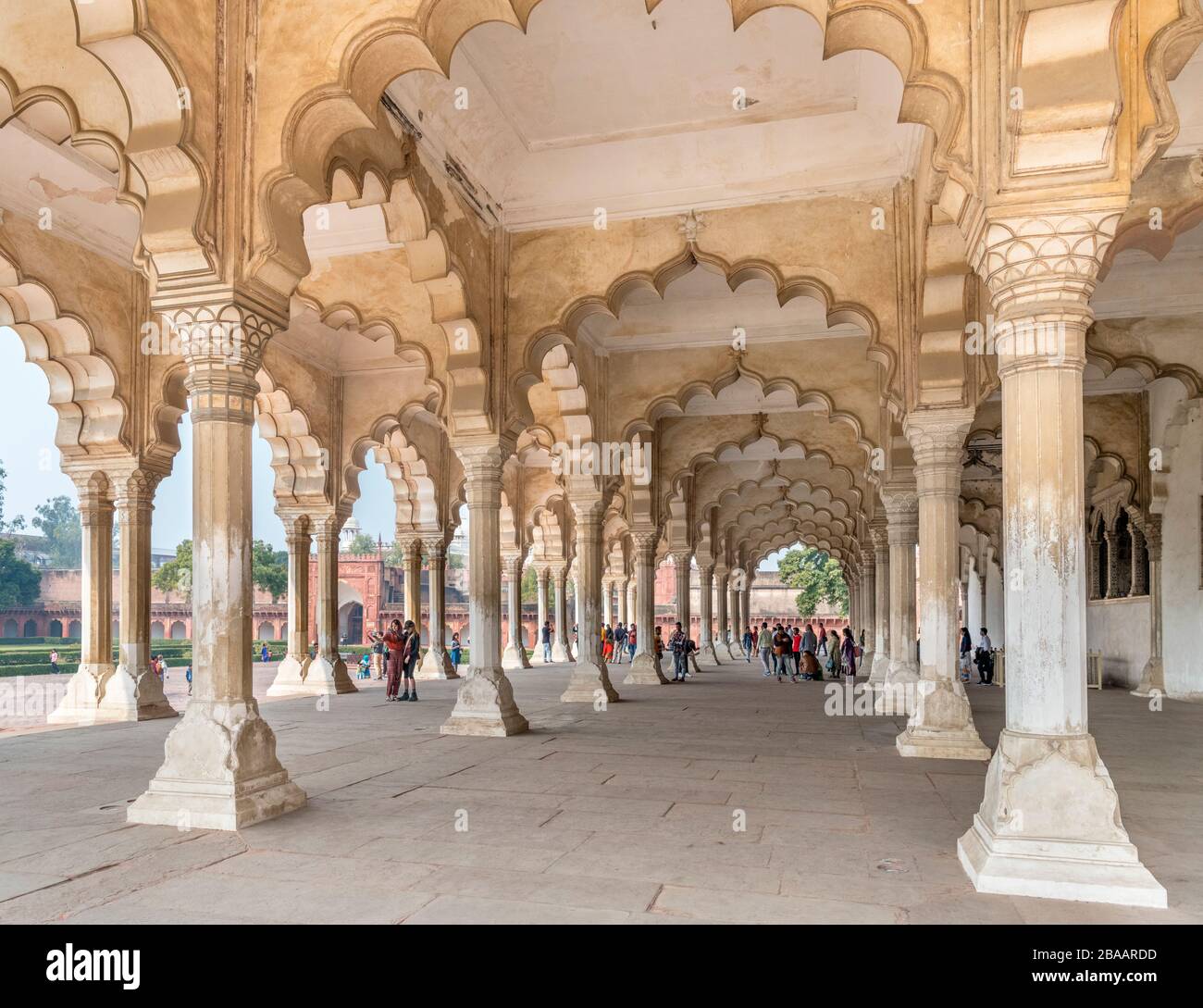 Die Diwan-i-am (Halle des öffentlichen Publikums) in Agra Fort, Agra, Uttar Pradesh, Indien Stockfoto