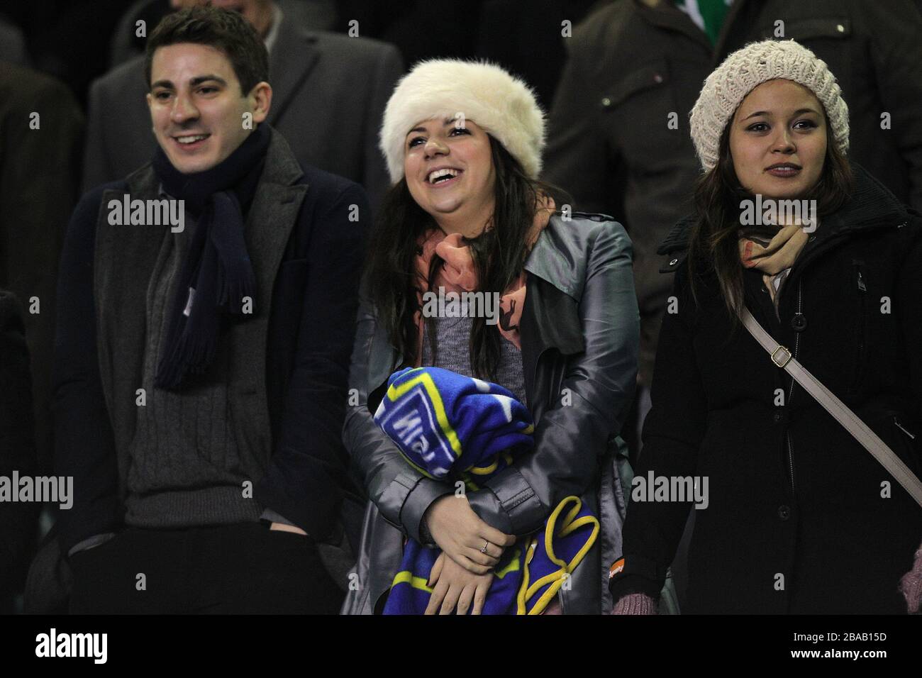 Everton-Fans auf der Tribüne Stockfoto