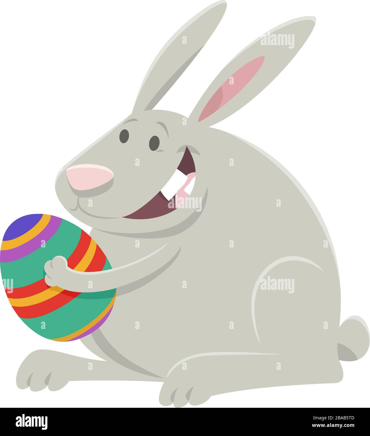 Cartoon-Illustration von lustigen Osterhasen mit farbigem Osterei Stock Vektor