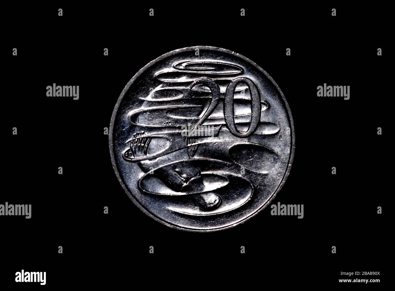 Australische 20-Cent-Münze mit einem von Stuart Devlin entworfenen und geformten Schnabeltier Stockfoto