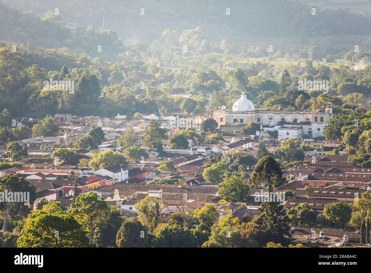 Hochwinkelansicht von Antigua, Guatemala. Stockfoto Hochwinkelansicht von Antigua, Guatemala. Stockfoto
