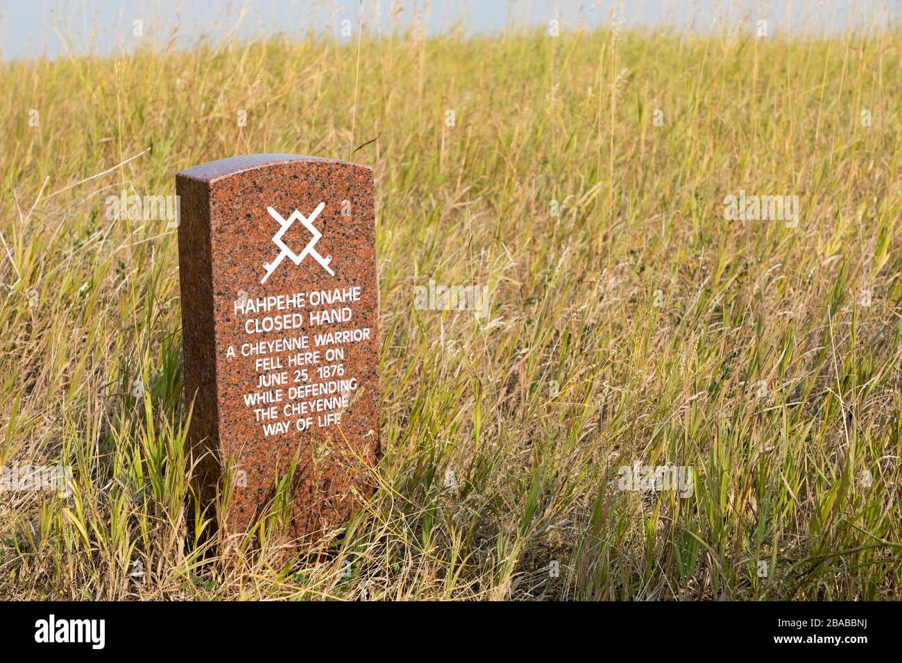 Kopfstein für geschlossene Hand, Cheyenne Krieger, Little Bighorn Battlefield National Monument, Hardin, Montana, USA Stockfoto