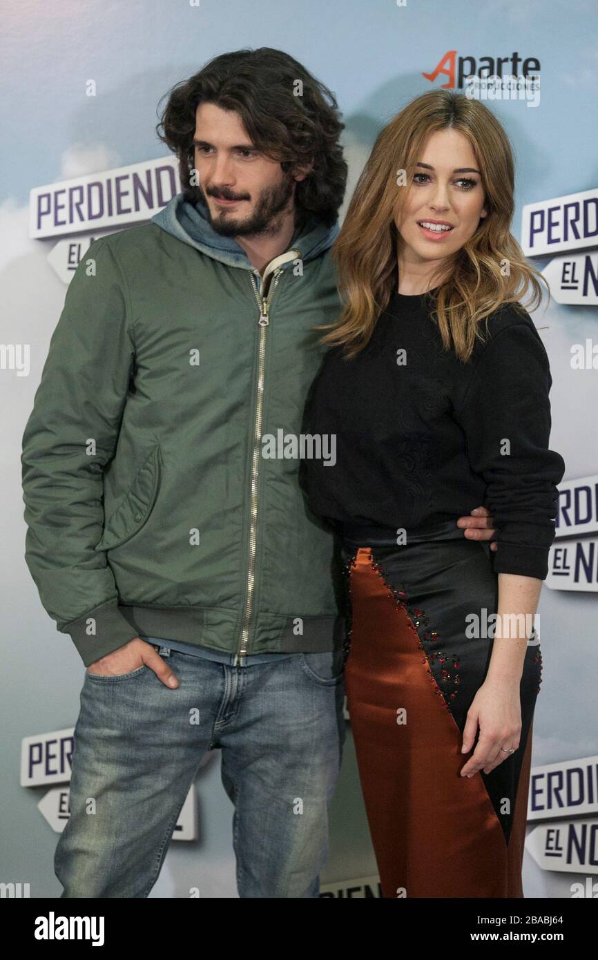 Schauspieler Yon Gonzalez und Schauspielerin Blanca Suarez darstellen, während "Perdiendo El Norte" Filmvorführung photocall in Madrid, Spanien. März 03, 2015. (ALTERPHOT Stockfoto