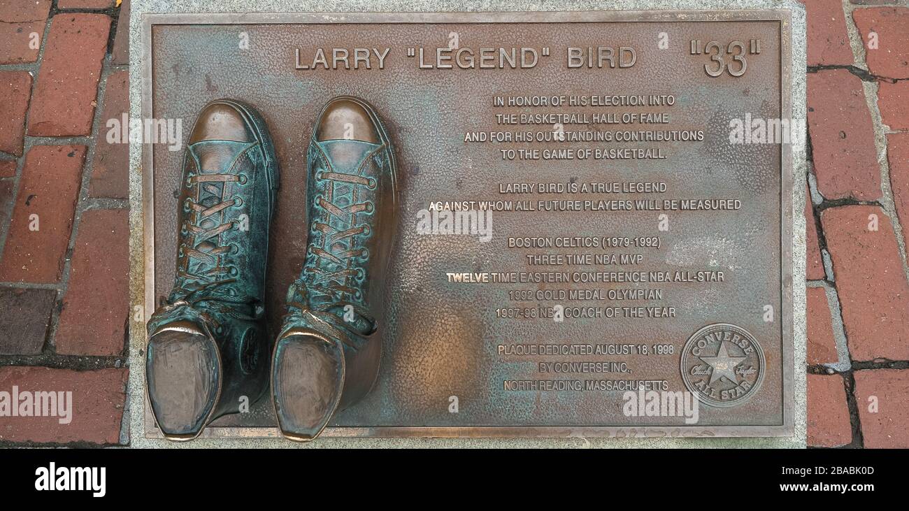 Larry Bird Plaque, Faneuil Hall Marketplace, Boston, Massachusetts, USA Stockfoto