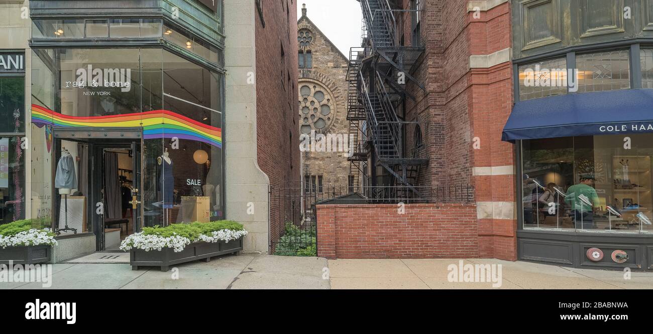 Newbury Street in Back Bay, Boston, Massachusetts, USA Stockfoto