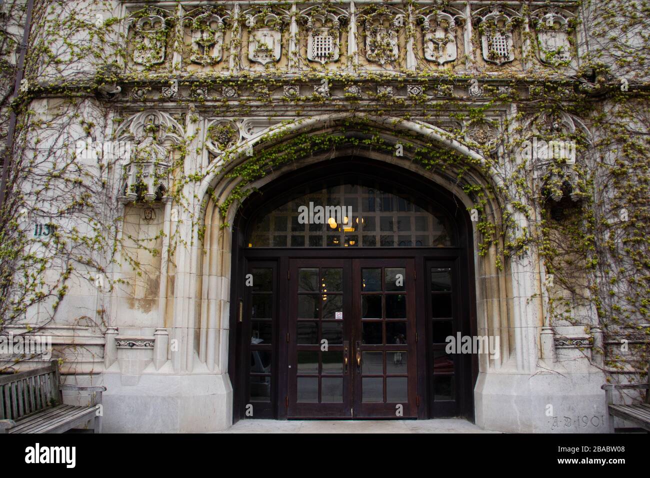 Eingang zum Gebäude, Hyde Park, Chicago, Illinois, USA Stockfoto