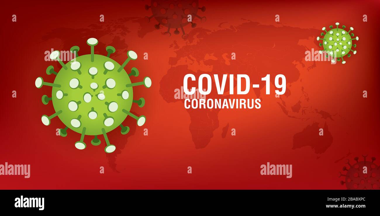 Coronavirus Krankheit COVID-19 Infektion medizinisch. China pathogen respiratorische Grippe-Kovid-Viruszellen. Offizielle Bezeichnung für Coronavirus Krankheit mit dem Namen CO Stock Vektor