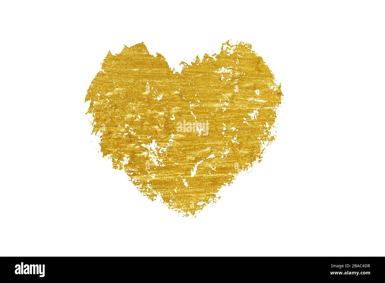 Malpinsel goldenes Herz auf weißem Hintergrund. Designelement für Valentinel. Stockfoto
