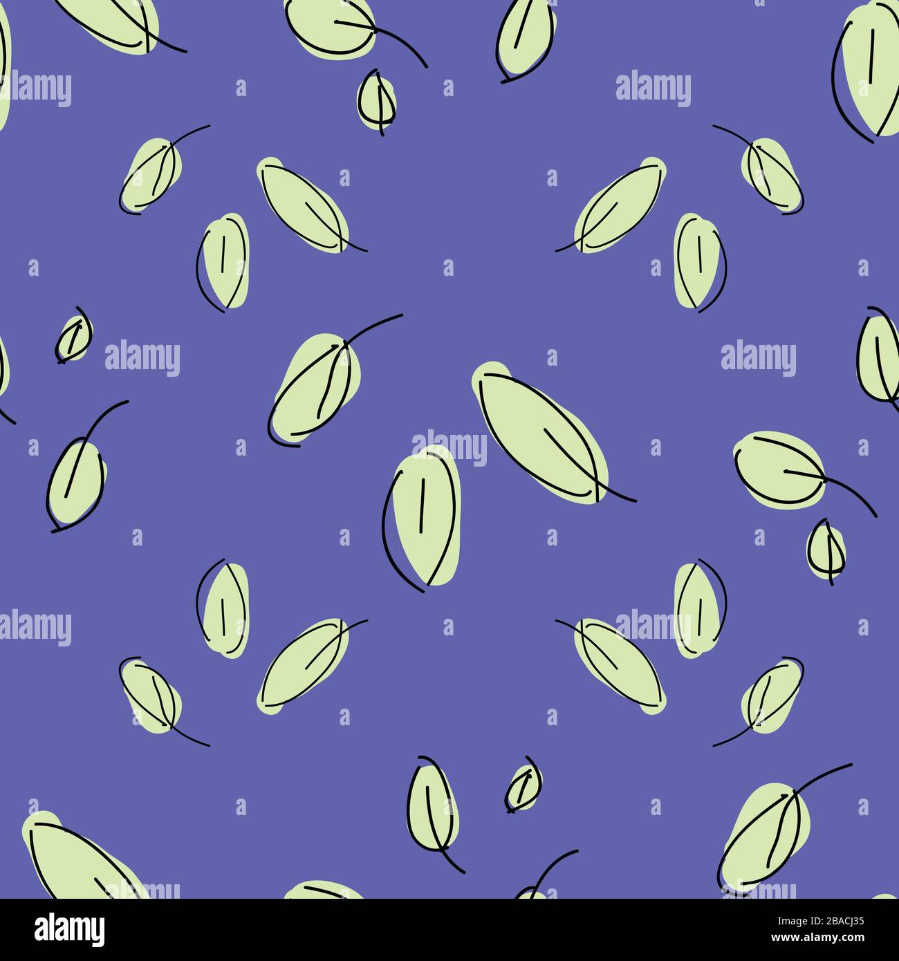 Gestreute Blätter auf blauem Hintergrund, nahtloses Vektor-Wiederholmuster, floral. Einfaches Muster für Textil. Stock Vektor