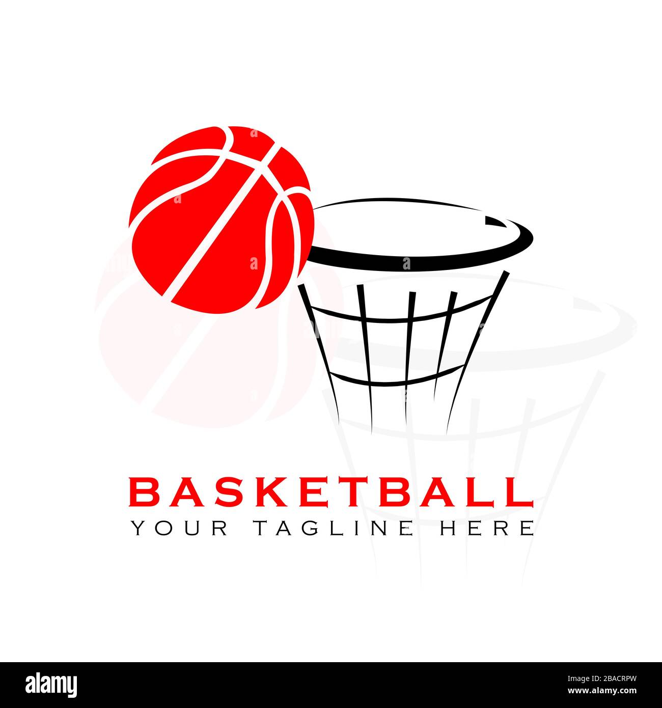Dieses Logo hat ein Bild von einen Basketball in einen Korb Basketball platziert. Dieses Logo ist auch eine Basketballmannschaft Logo in der Sportplatz verwendet. Aber es Stockfoto