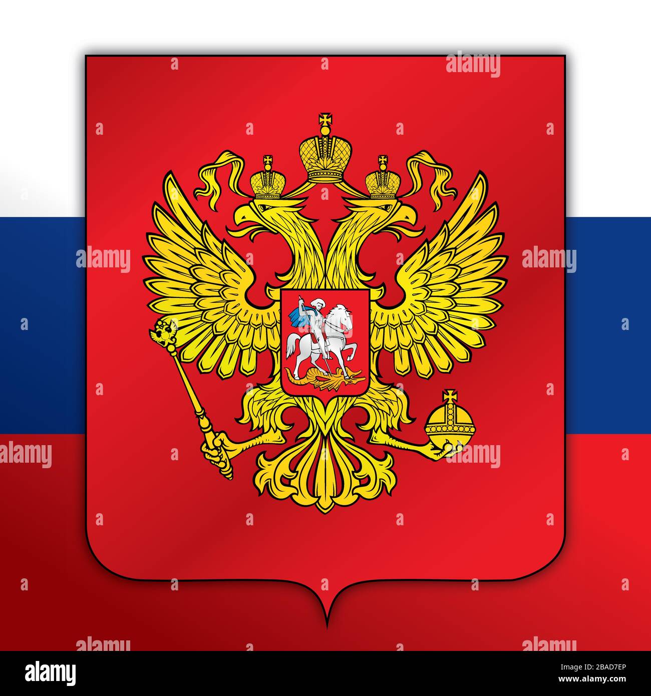 Offizielle Nationalflaggen und -Wappen der Russischen Föderation, asiatisches und europäisches Land, Vektorillustration Stock Vektor