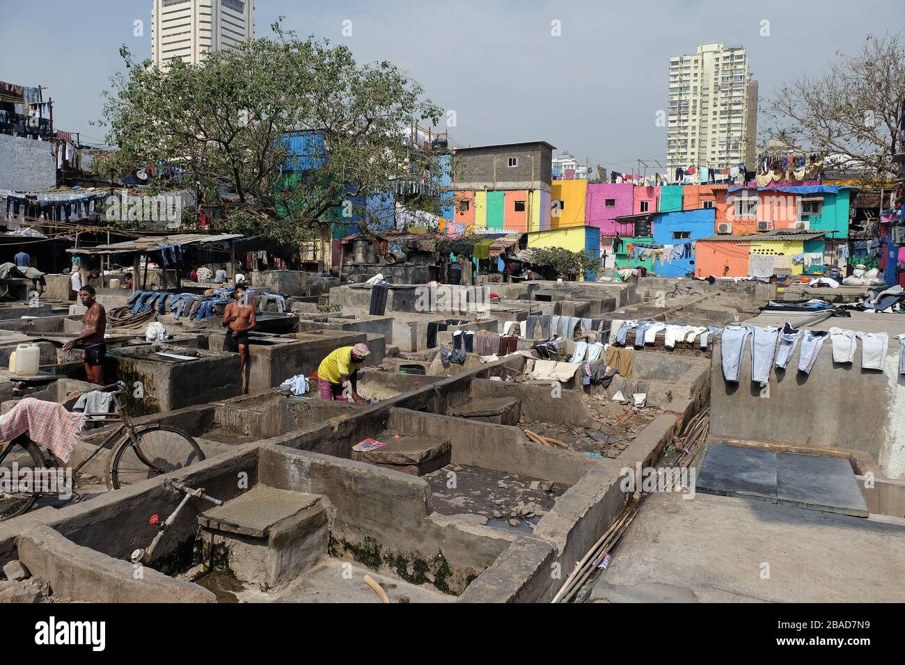 Dhobi Ghat Wäscherei im Freien in Mumbai, Indien Stockfoto