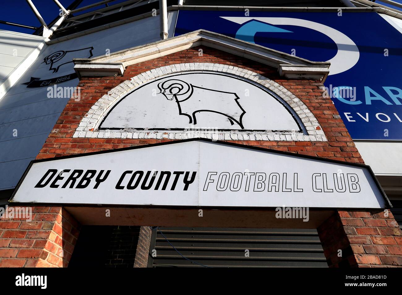 Eine allgemeine Ansicht des Fußballvereins von Derby County vor dem Spiel Stockfoto