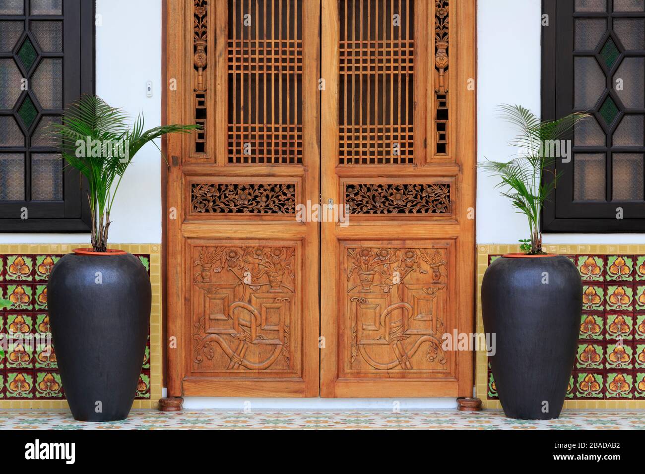 Tür an der Love Lane, Georgetown, Penang Island, Malaysia Stockfoto