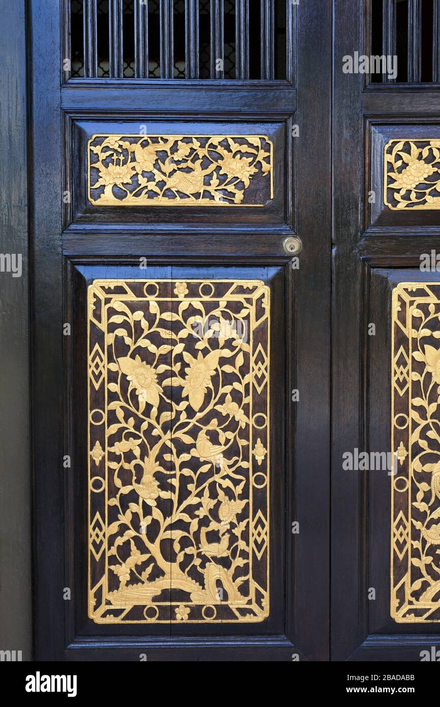 Tür an der Love Lane, Georgetown, Penang Island, Malaysia Stockfoto
