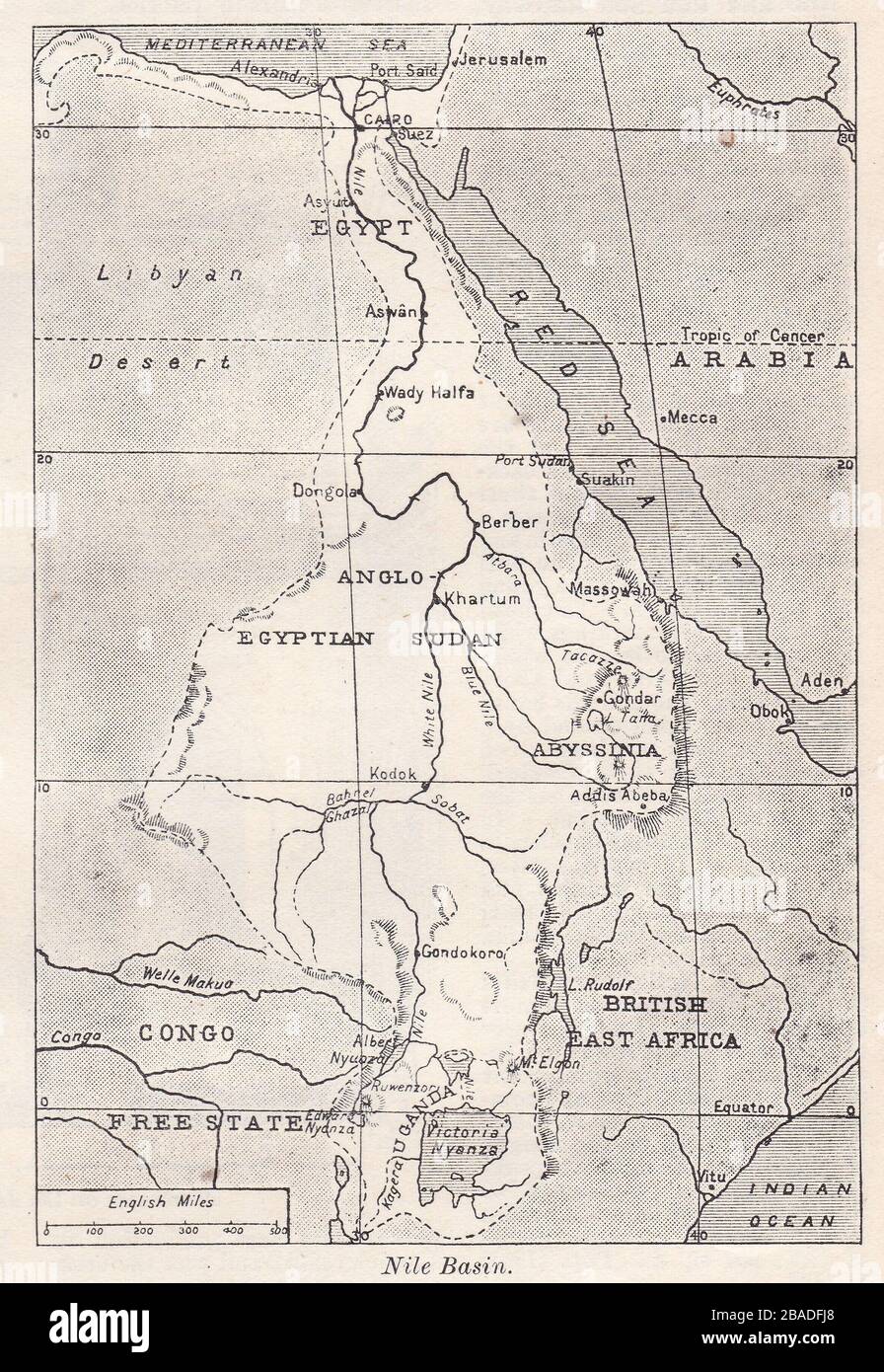 Jahrgangskarte des Nilbarsches 1900s. Stockfoto