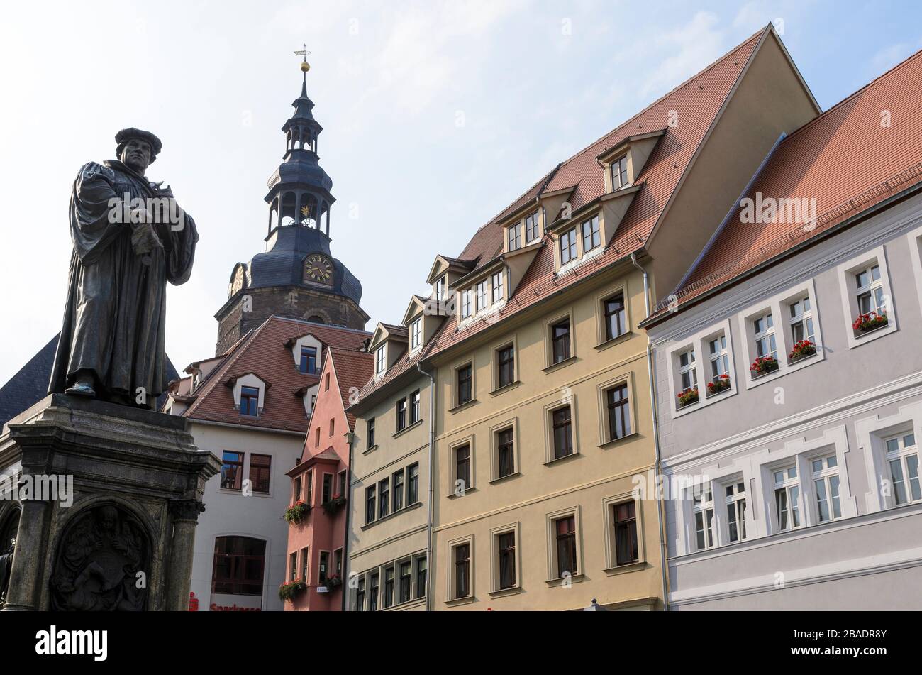 Marktplatz, Lutherstadt-Eisleben, Sachsen-Anhalt, Deutschland, Europa Stockfoto