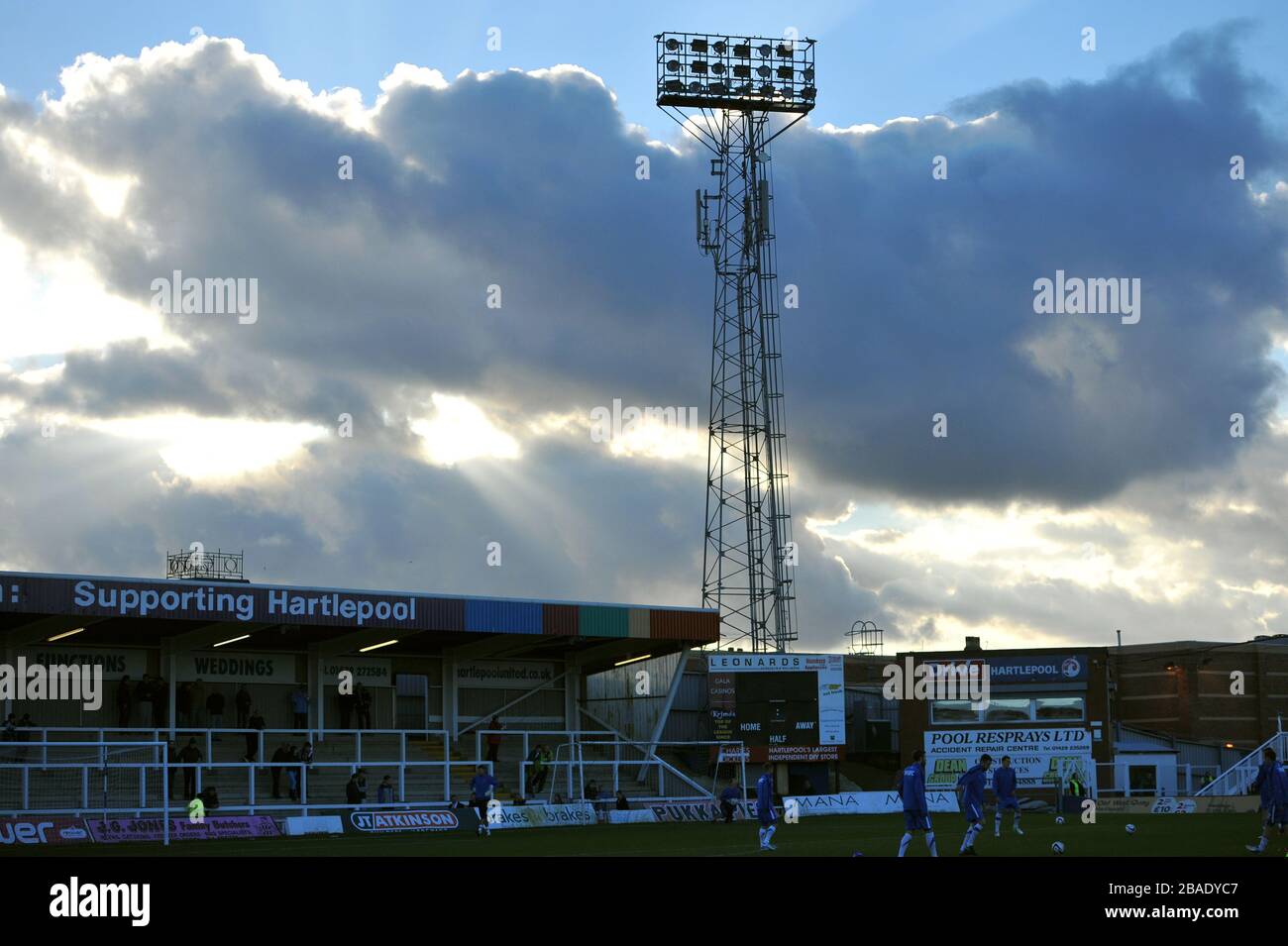 Ein allgemeiner Blick auf den Victoria Park, der Heimat von Hartlepool United Stockfoto