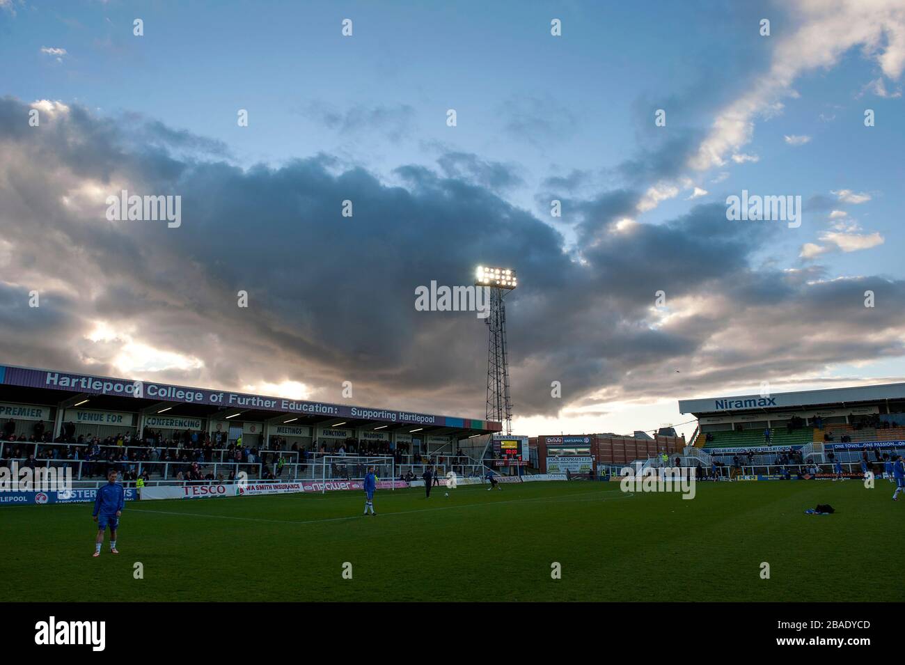 Ein allgemeiner Blick auf den Victoria Park, der Heimat von Hartlepool United Stockfoto