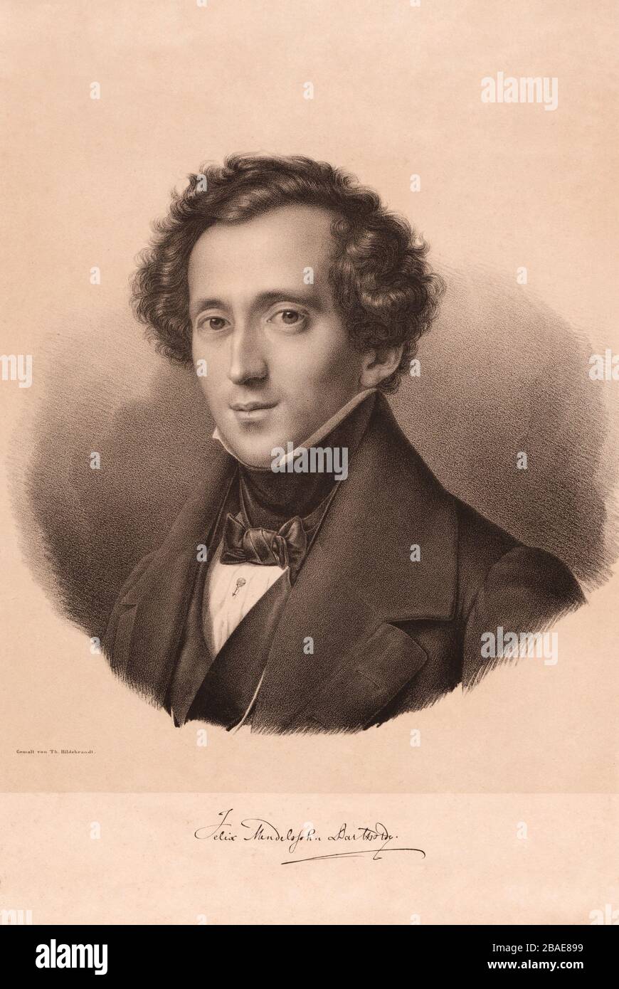 Bild von Jakob Ludwig Felix Mendelssohn Bartholdy (1809 - 1847), einem deutschen Komponisten, Pianisten, Organisten und Dirigenten der frühen Romantik. M Stockfoto
