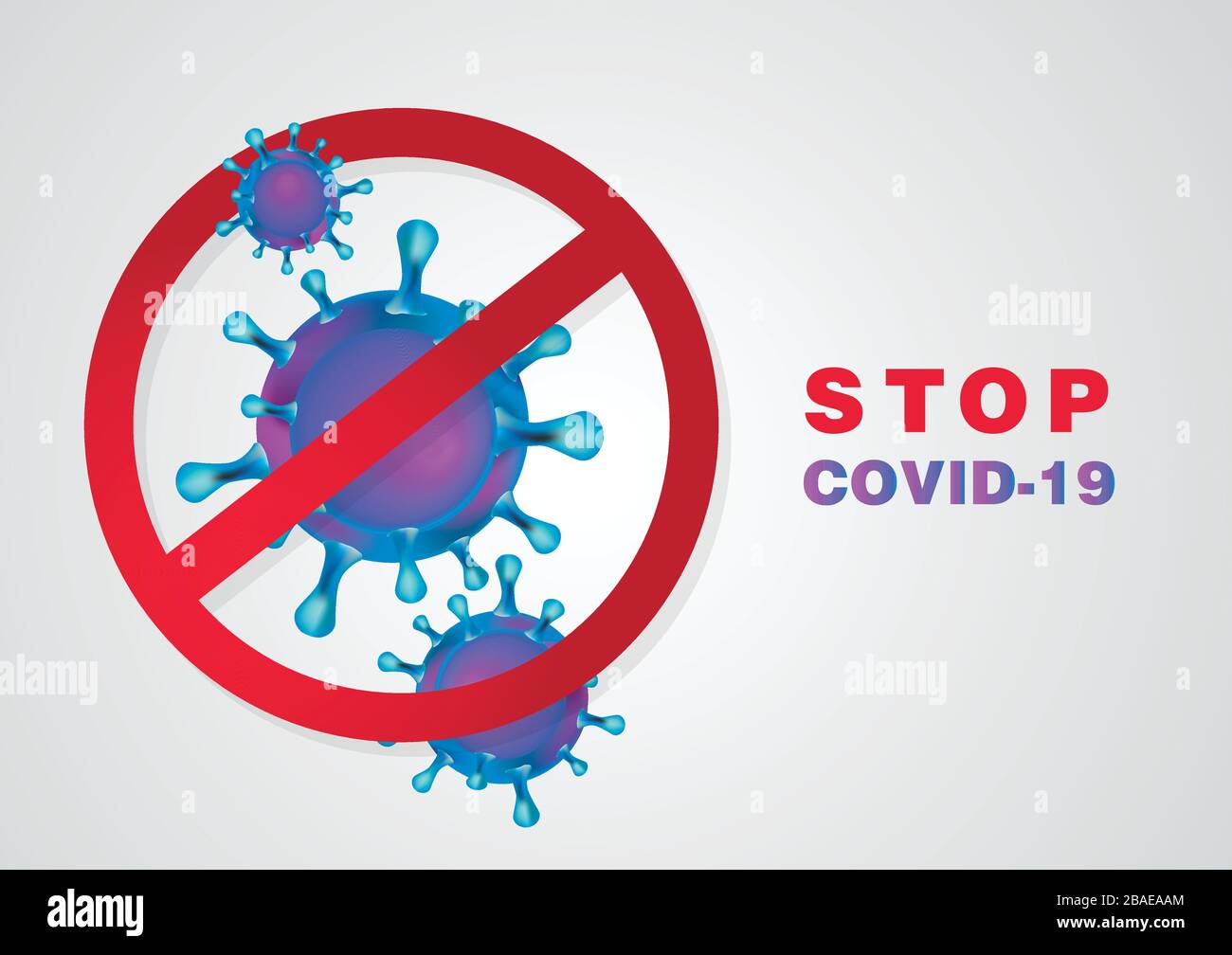 Konzept zur Vorbeugung von Coronavirus, Vektor. Beenden Sie den Hintergrund der Covid-19-Virus-Pandemie, Vektordateien Stock Vektor