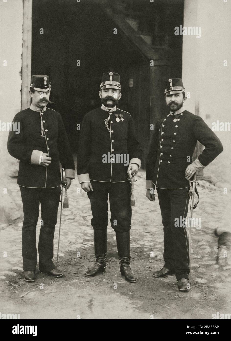 Österreich-ungarische Armee im ersten Weltkrieg Zugbeamte Stockfoto