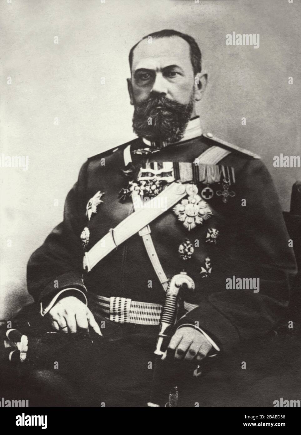 Aleksei Ermolaevich Evert (1857 - 1918) war ein Kaiserlich russischer General der orthodoxen deutschen Extraktion. Russischer Militärkommandeur, General der INFA Stockfoto