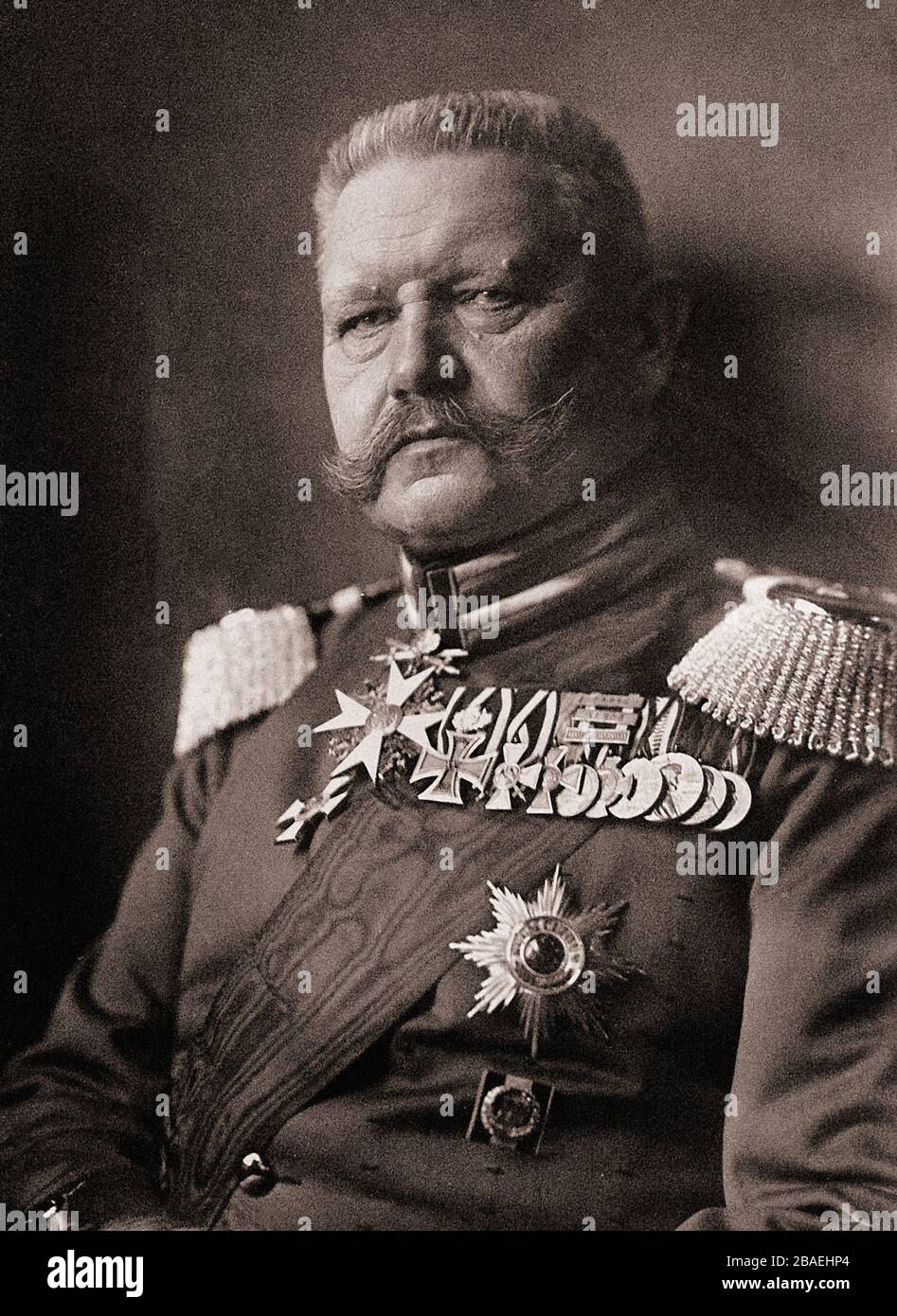 Paul von Hindenburg (* um das Jahr von 1848) war ein deutscher General und Staatsmann, der im ersten Weltkrieg das Kaiserliche Bundesheer befehligte und später Präsident wurde Stockfoto