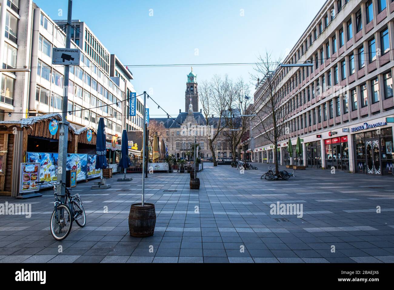 Niederlande. Rotterdam. Durch das Corona-Virus ist die Stadt praktisch leer. Stockfoto