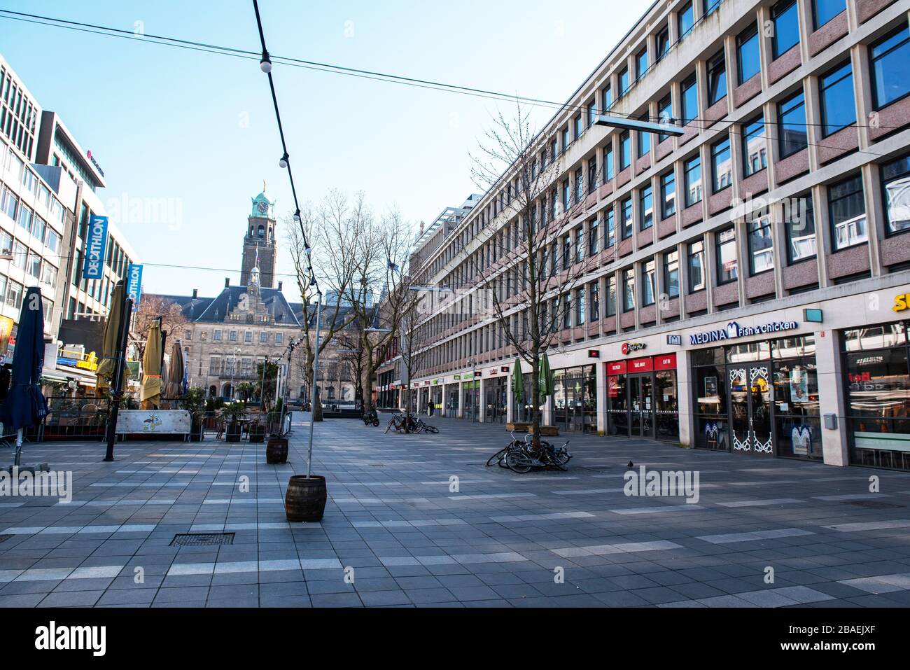 Niederlande. Rotterdam. Durch das Corona-Virus ist die Stadt praktisch leer. Stockfoto