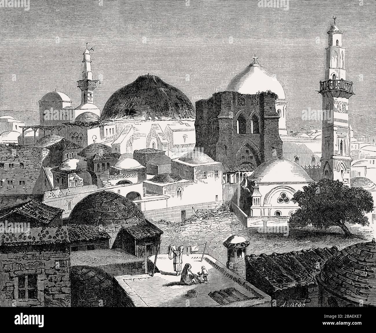 Wiederaufbau der Grabeskirche, Jerusalem, 19. Jahrhundert Stockfoto