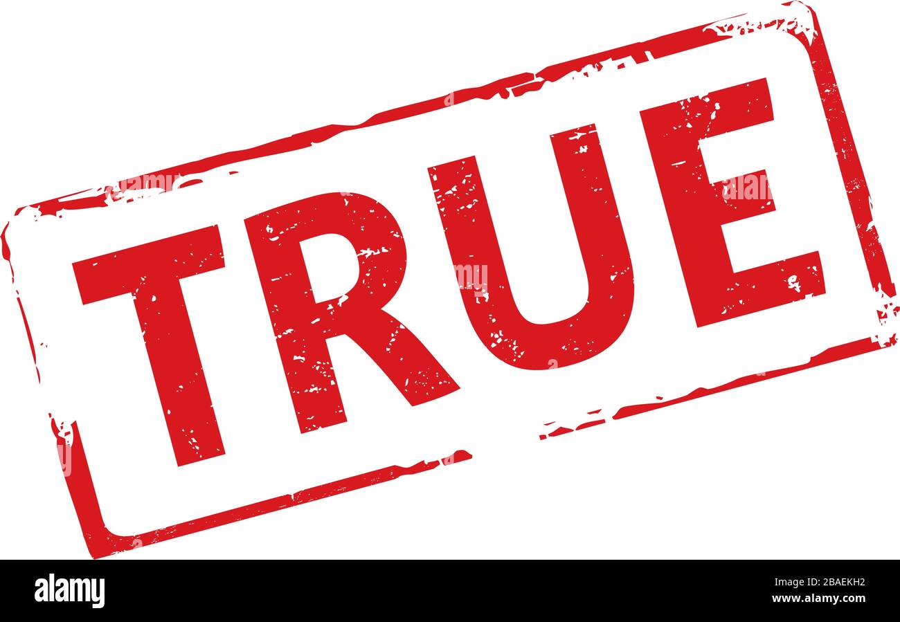 Roter Grunge-Stempel und Text TRUE. Vektorgrafiken. Stock Vektor
