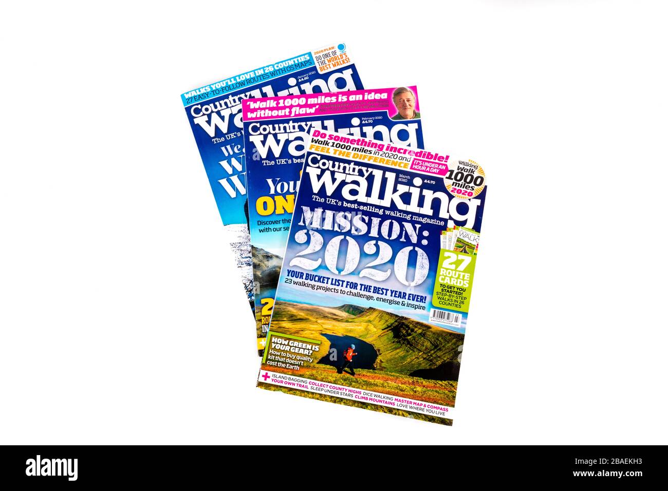 Country Walking Magazine, Country Walking, Magazine, Mags, Publikation, weißer Hintergrund, Kopierbereich, isoliert, Produkt, Produkte, Artikel, Artikel, Stockfoto