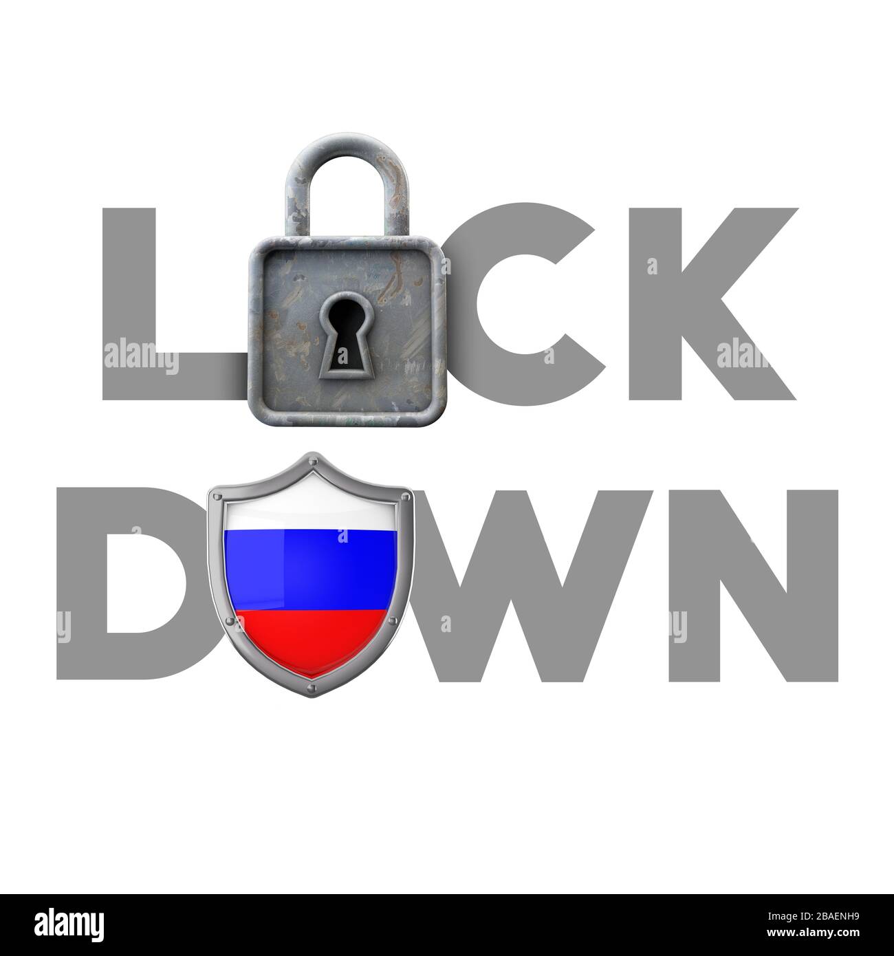 Russland: Ein Konzept zur Sperrung des Landes während der globalen Krise. 3D-Rendering Stockfoto