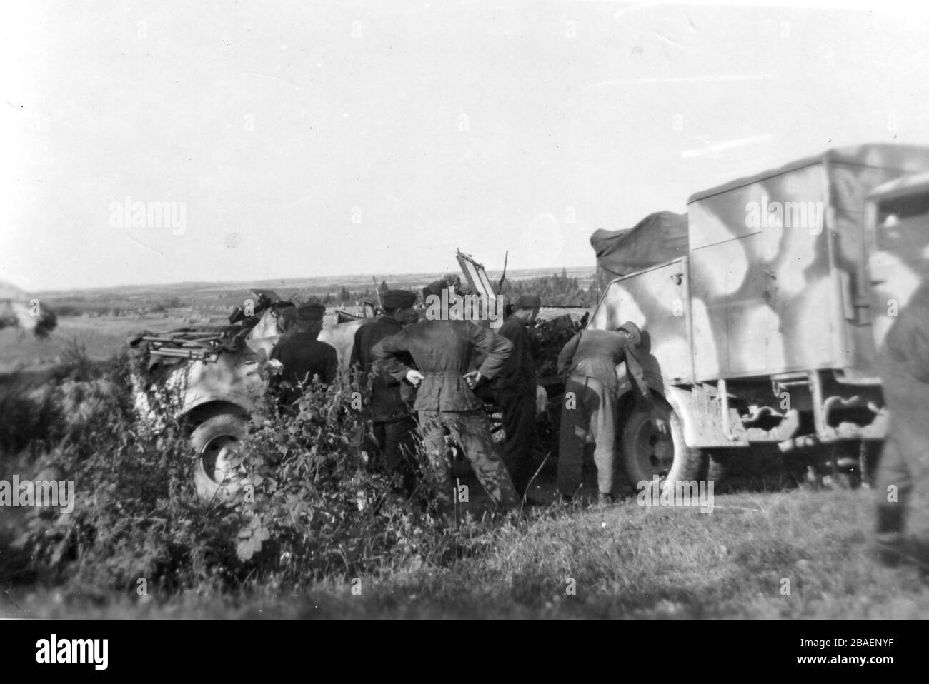 Historisches Foto des zweiten Weltkriegs/zweiten Weltkriegs: deutsche Invasion - Waffen-SS-Trojer in der UdSSR - 1942 - 1943 Stockfoto