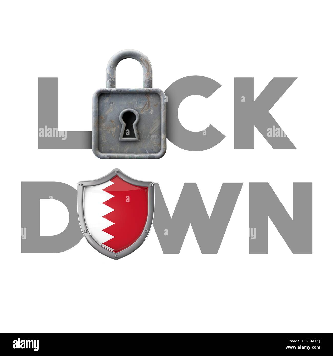 Sperrkonzept des Landes Bahrain während der globalen Krise. 3D-Rendering Stockfoto