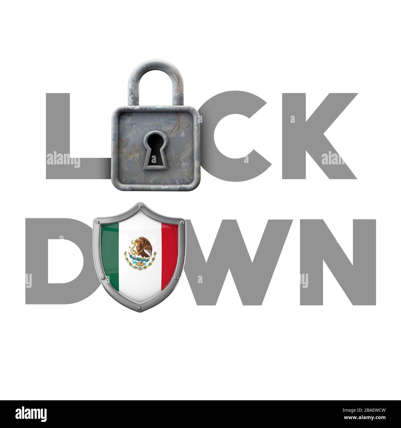 Sperrkonzept des mexikanischen Landes während der globalen Krise. 3D-Rendering Stockfoto