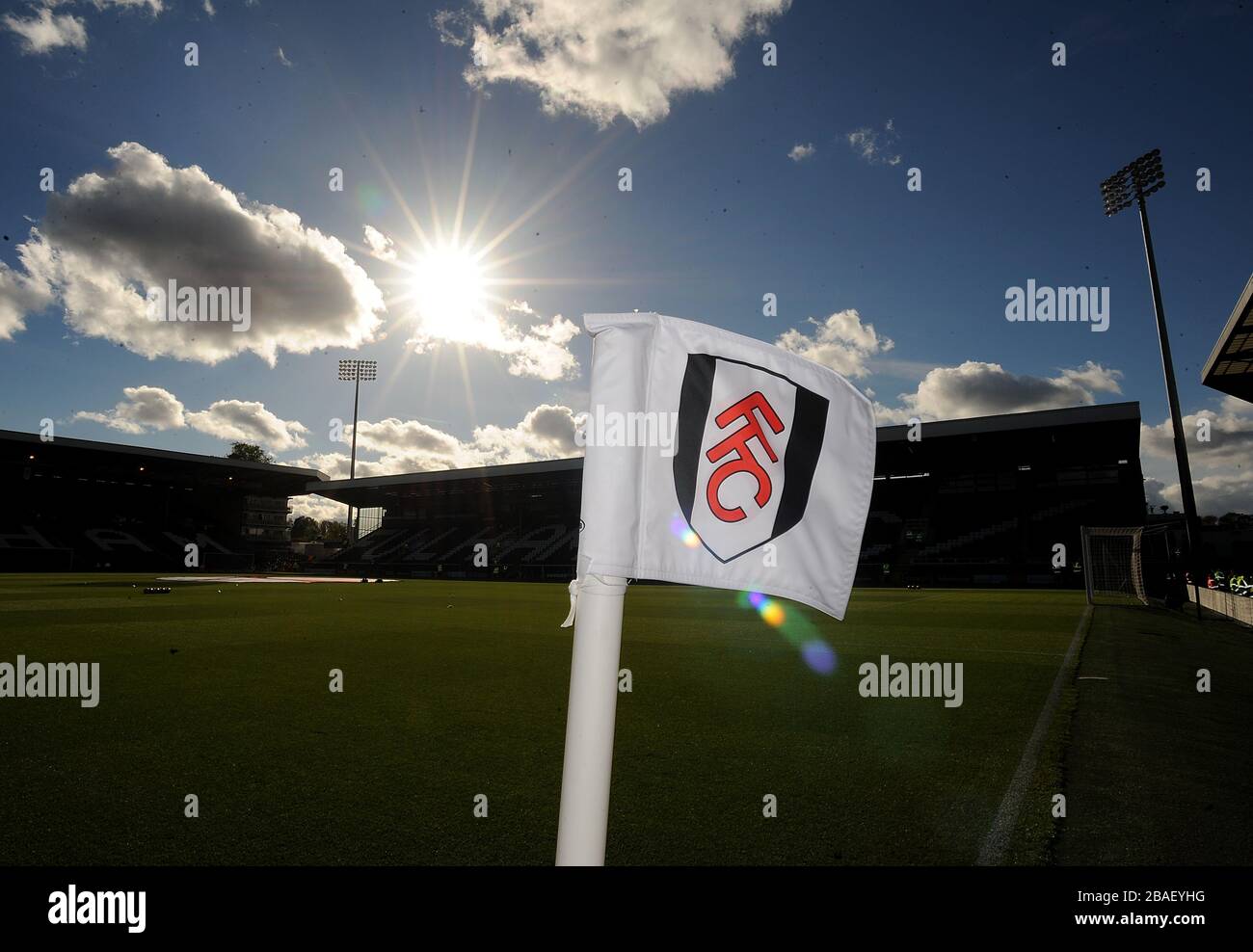 Allgemeiner Blick auf die Eckfahne im Craven Cottage Stockfoto