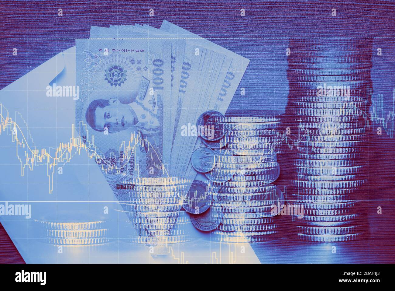 Thailändisches Bad Geldwechsel und Geschäftsfinanzkonzept Stockfoto