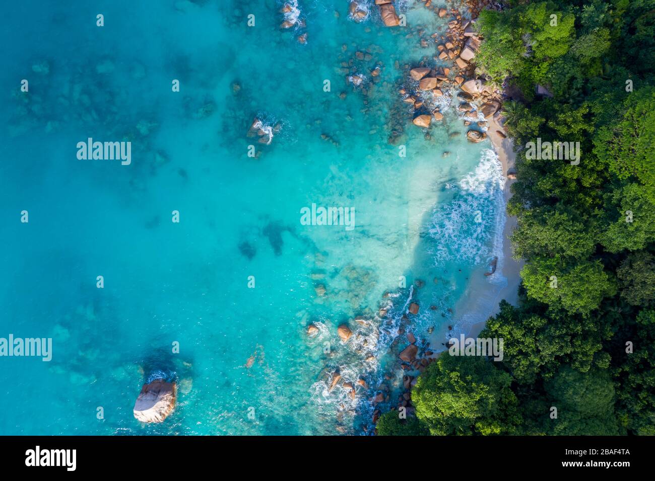 Anse Lazio Strandansicht auf der Insel Praslin auf den Seychellen Stockfoto