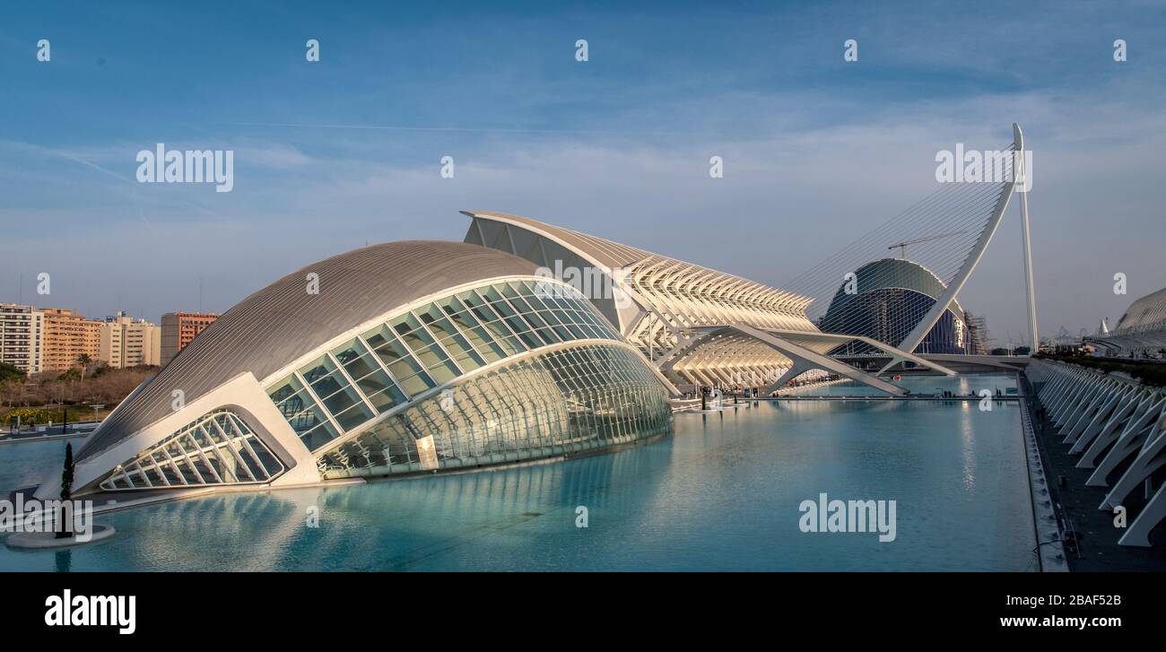 Blick auf die Stadt der Künste und Wissenschaften - Valencia Stockfoto