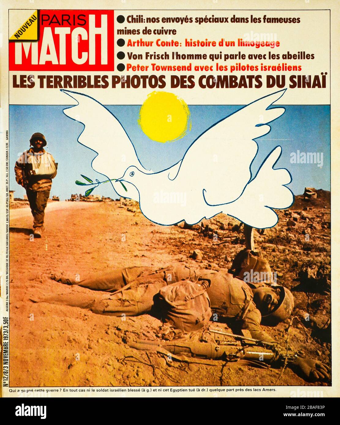 FrontPage des französischen Nachrichten- und Volksmagazins Paris-Match, Nr. 1278, vierter arabisch-israelischer Krieg im Nahen Osten, 1973, Frankreich Stockfoto