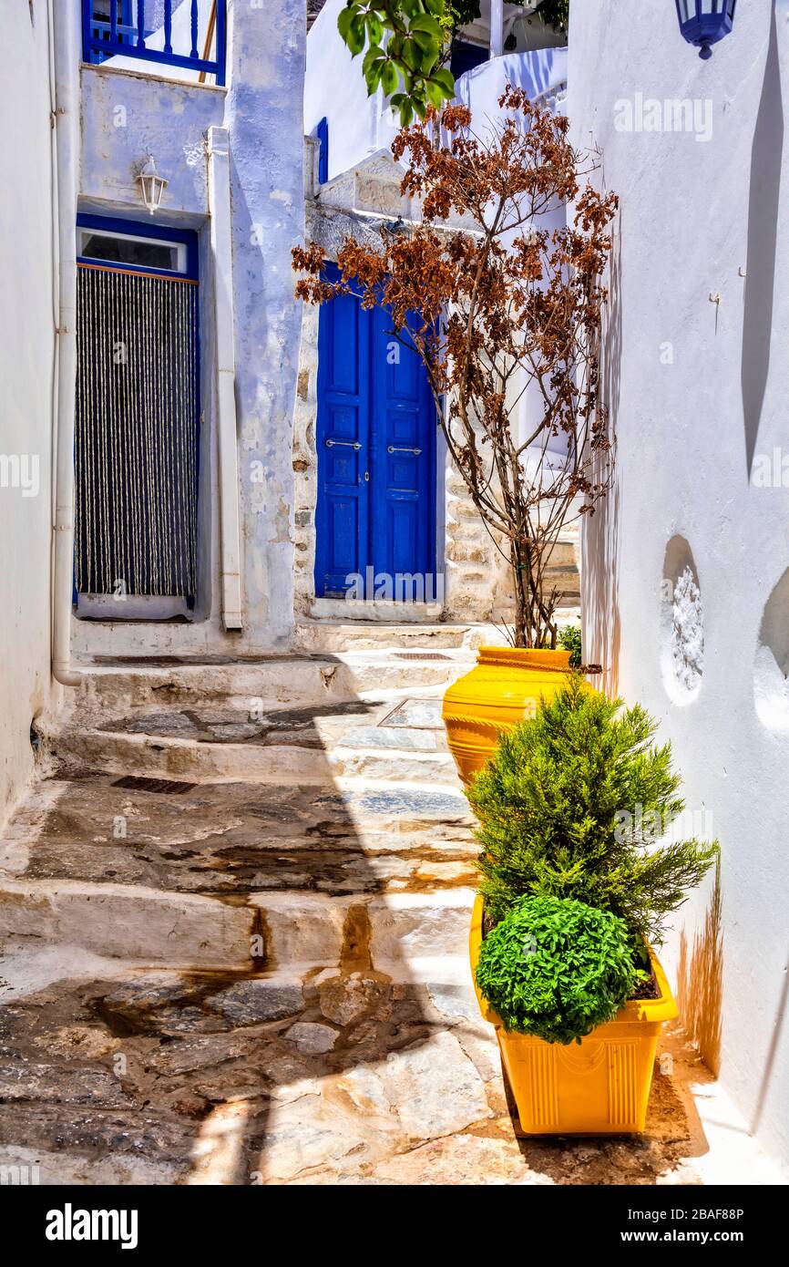 Alte Straßen Griechenlands, Amorgos. Stockfoto