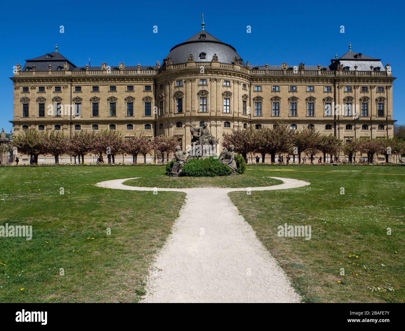 Ein Blick auf die mächtige Residenz in Würzburg Stockfoto