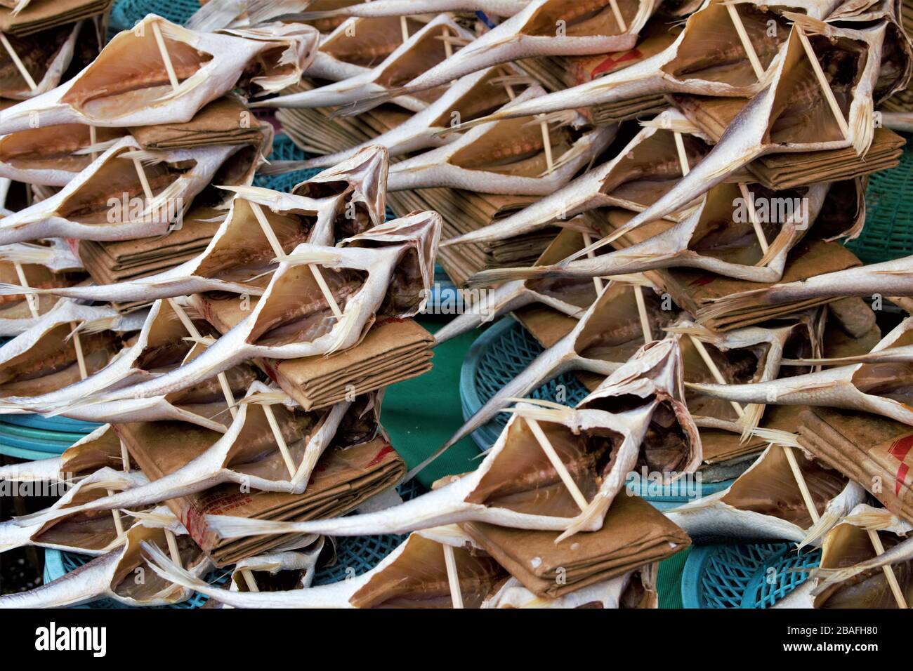 Getrockneter Fisch auf dem Jagalchi Fish Market, Busan, Korea Stockfoto