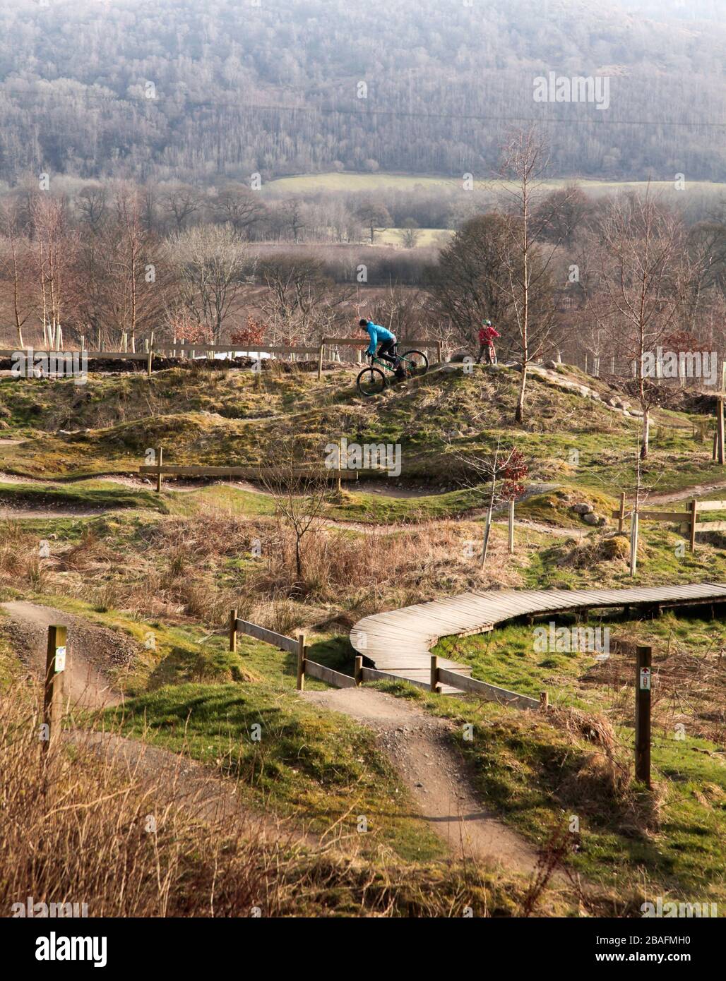 Mountainbike-Skills Park in Comrie Croft Stockfoto