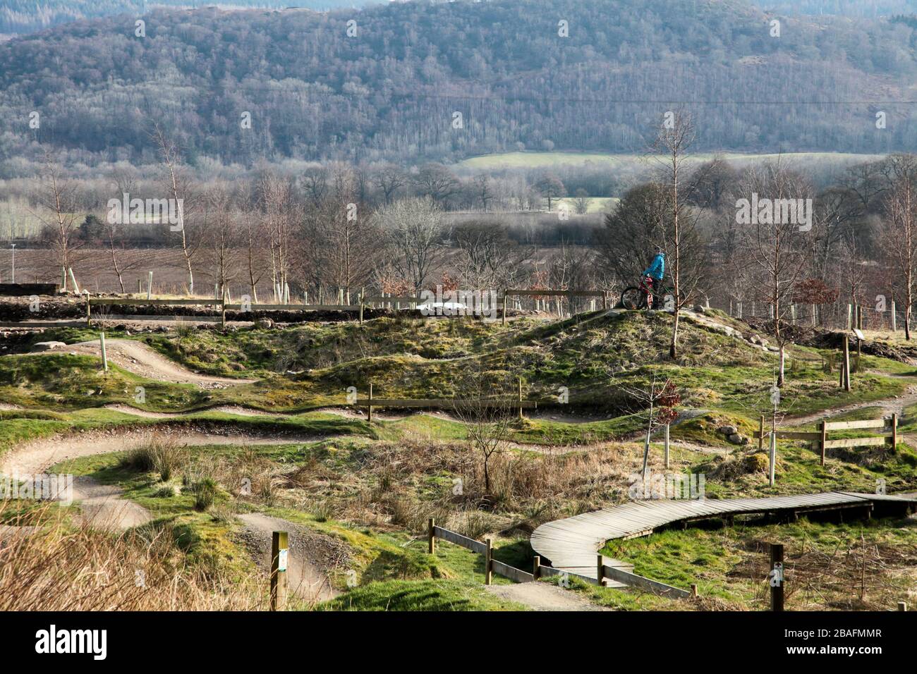 Mountainbike-Skills Park in Comrie Croft Stockfoto